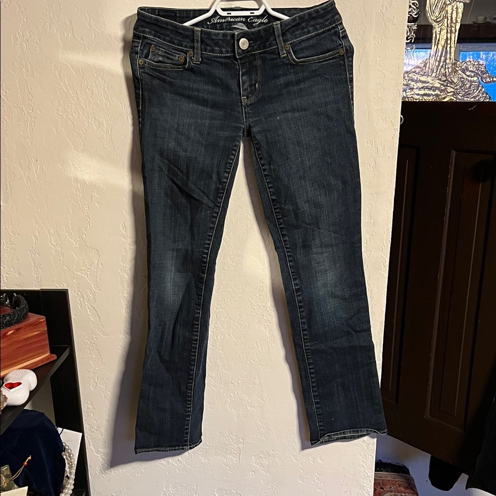 American Eagle Outfitters Women's Deep Indigo Straight Leg Jeans
